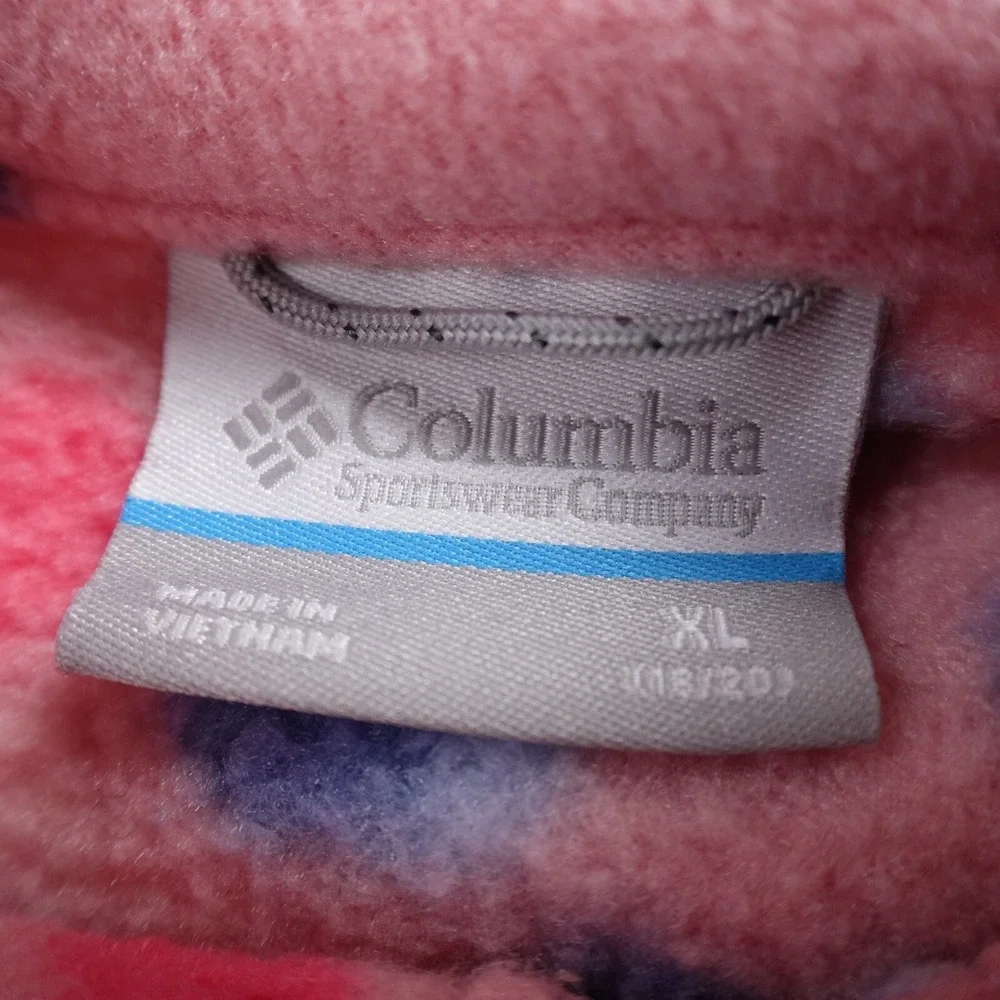 Columbia Sweater Girls XL 18/20 Pink Polka Dot Fleece Sweatshirt‎ Casual Preppy